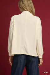 Umgee Ribbed Drawstring Hem Knit Top - Trendsi - Flyclothing LLC