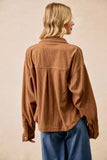 BiBi Corduroy Relaxed Fit Shacket with Back Pleat - Trendsi - Flyclothing LLC