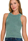 Zenana Ribbed Washed Seamless Tank Top - Trendsi