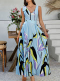 Devine  Printed Sleeveless Maxi Dress - Trendsi