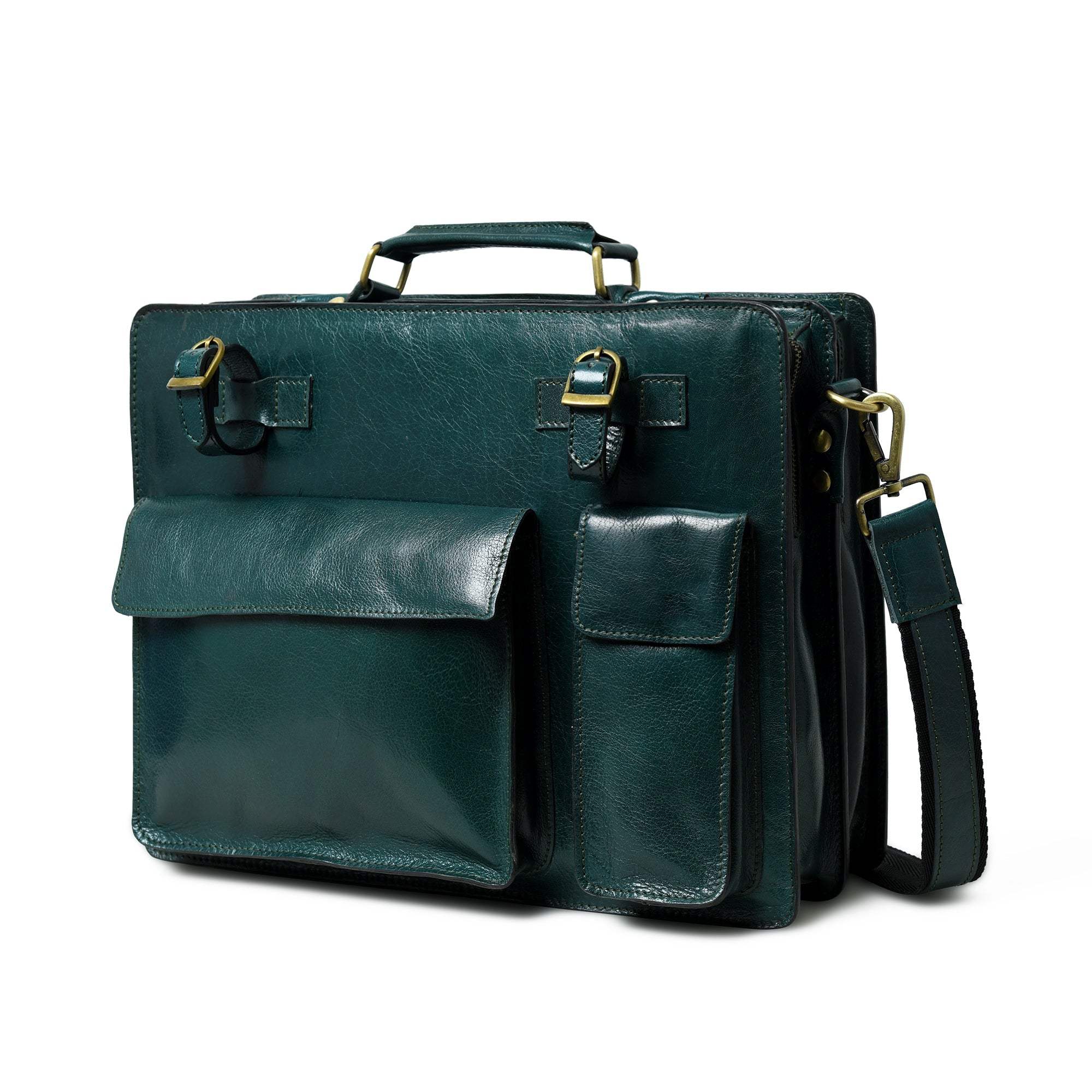 Tuscany Italian Leather Briefcase, Green - Classy Leather Bags - Flyclothing LLC