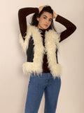 Tied Fringe Contrast Vest - Trendsi