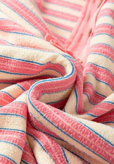 Striped Johnny Collar Long Sleeve Sweatshirt - Trendsi - Flyclothing LLC