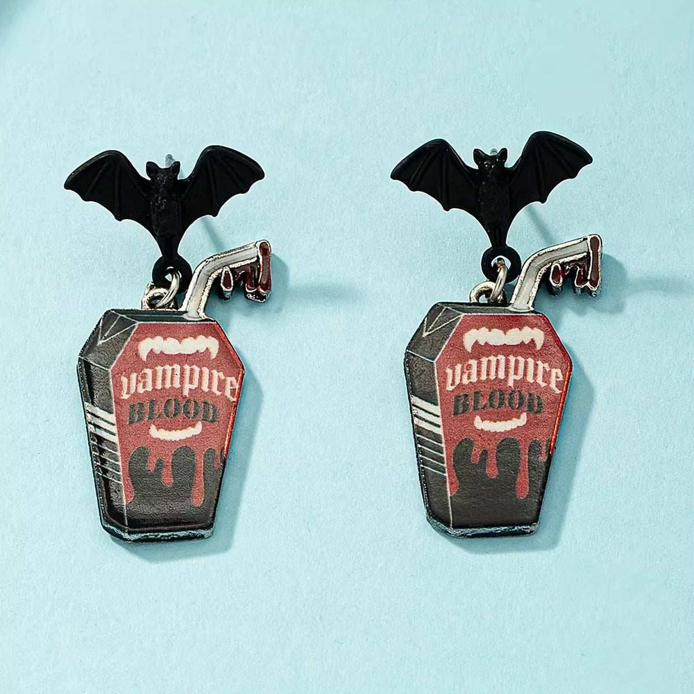 Halloween Gothic Vampire Coffin Bat Wing Drop Earrings - Trendsi - Flyclothing LLC