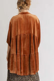 Umgee Full Size Button Down Tiered Back High Low Shirt - Trendsi