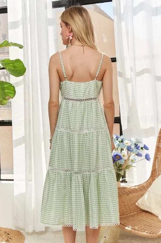 ADORA Gingham Detail Washed Dress - Trendsi - Flyclothing LLC