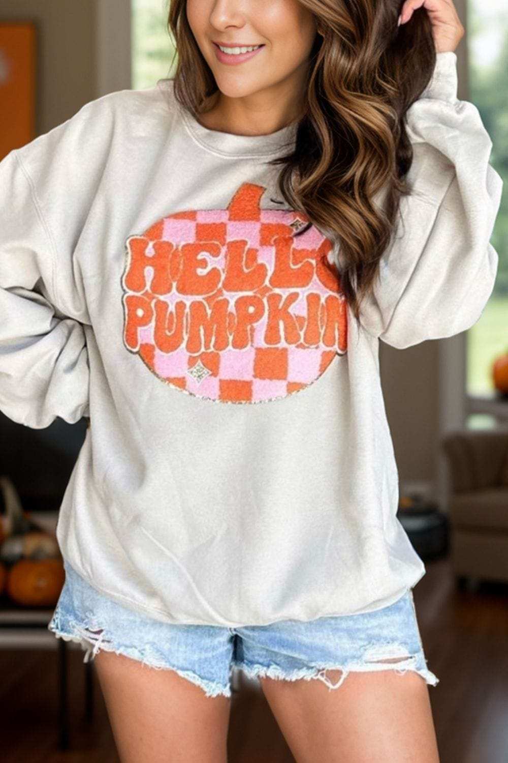 Graphic Round Neck Long Sleeve Sweatshirt - Trendsi - Flyclothing LLC