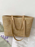Solid Color Woven Tote Bag - Trendsi - Flyclothing LLC