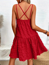 Crisscross Double Spaghetti Straps Tiered Cami Dress - Trendsi - Flyclothing LLC