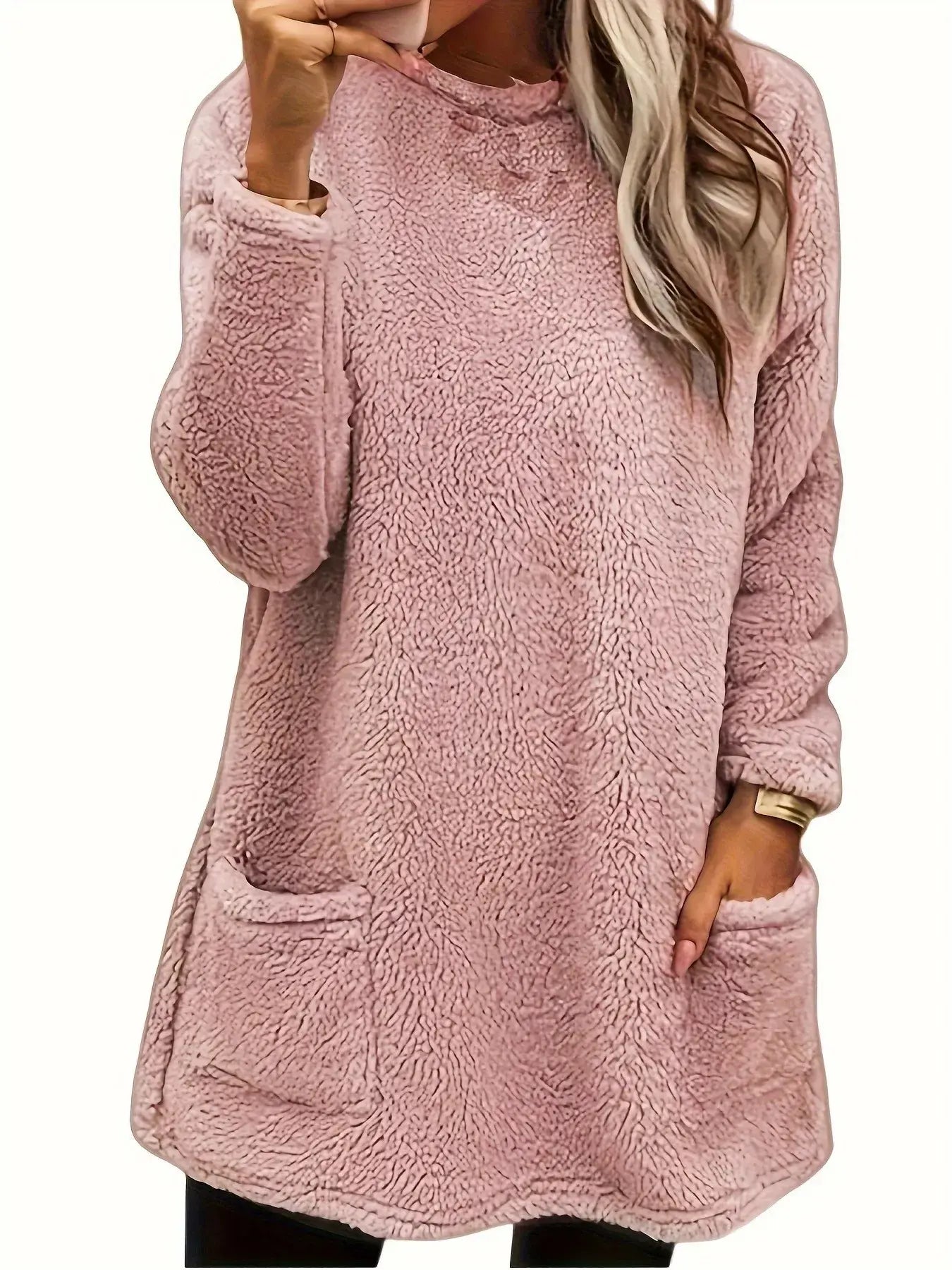 Fleece Long Sleeve Sweatshirt - Trendsi - Flyclothing LLC