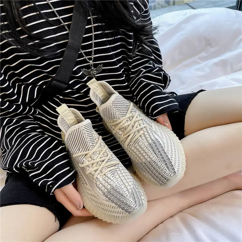 Mesh Lace-Up Platform Athletic Shoes - Trendsi - Flyclothing LLC