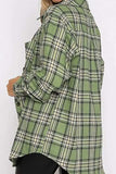 Plaid Collared Neck Long Sleeve Shirt - Trendsi - Flyclothing LLC