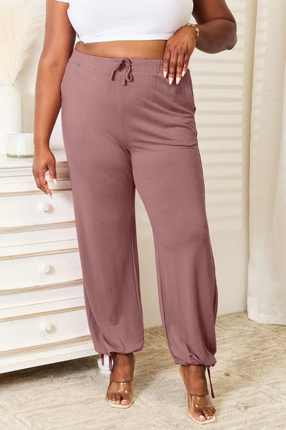 Basic Bae Full Size Soft Rayon Drawstring Waist Pants with Pockets - ShopBasicbae - Flyclothing LLC