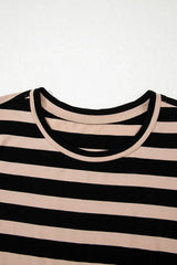 Stripe Casual Round Neck Tee Dress with Pockets - Trendsi - Flyclothing LLC