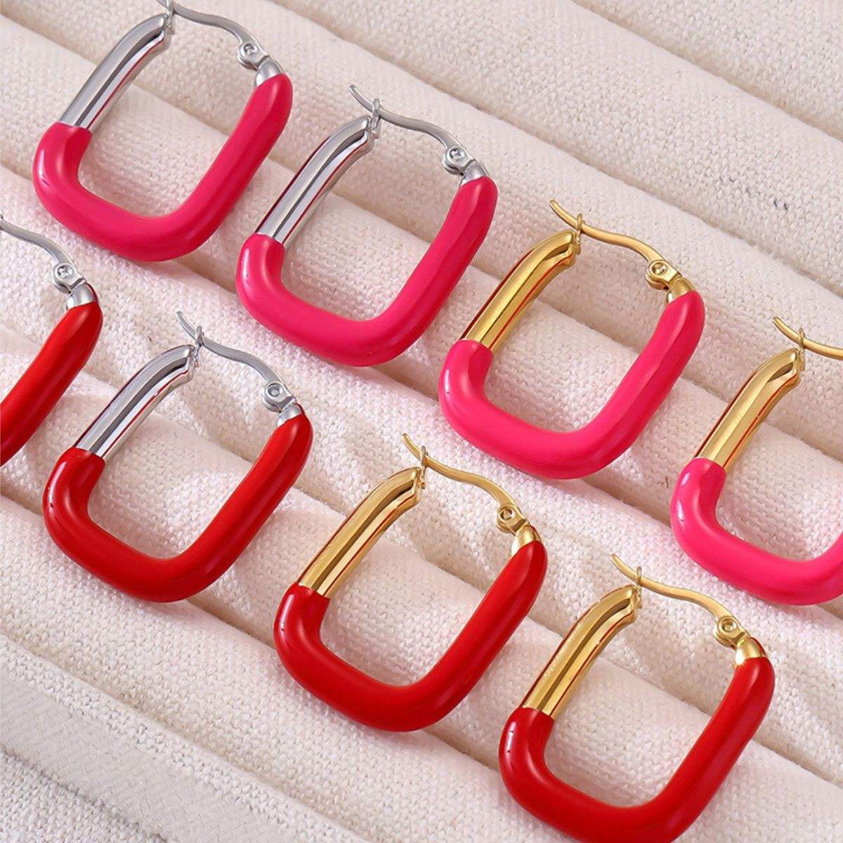 Stainless Steel Drip Oil Contrast Earring - Trendsi - Flyclothing LLC