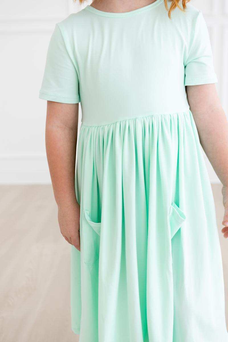 Pastel Green S/S Pocket Twirl Dress - Mila & Rose ® - Flyclothing LLC