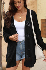 Openwork Open Front Long Sleeve Cardigan - Trendsi - Flyclothing LLC