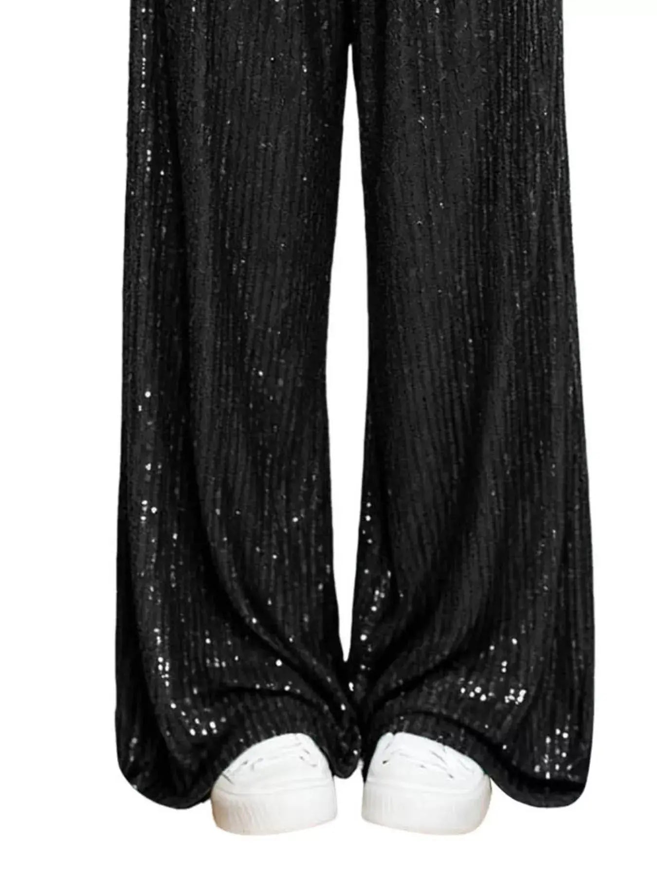 Sequin Wide-Leg Pants - Trendsi - Flyclothing LLC