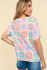 Haptics Flower Print Round Neck Short Sleeve T-Shirt - Trendsi