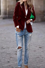 Lapel Collar One Button Blazer - Trendsi