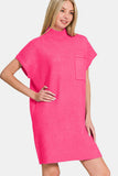 Zenana Short Sleeve Sweater Mini Dress - Trendsi