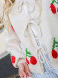 Tied Cherry Round Neck Long Sleeve Cardigan - Trendsi - Flyclothing LLC