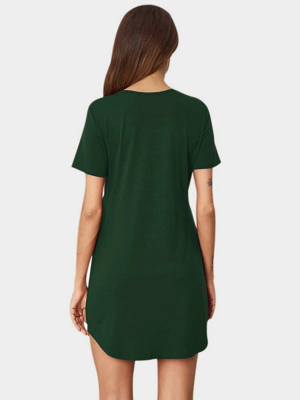 V-Neck Short Sleeve Lounge Dress - Trendsi - Flyclothing LLC
