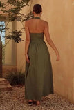 Halter Neck Maxi Dress with Pockets - Trendsi