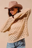 SO ME Geometric Pattern Open Knit Lightweight Sweater - Trendsi - Flyclothing LLC