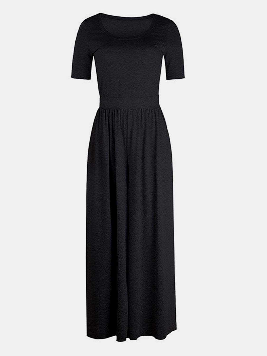 Scoop Neck Short Sleeve Jumpsuit - Trendsi - Flyclothing LLC