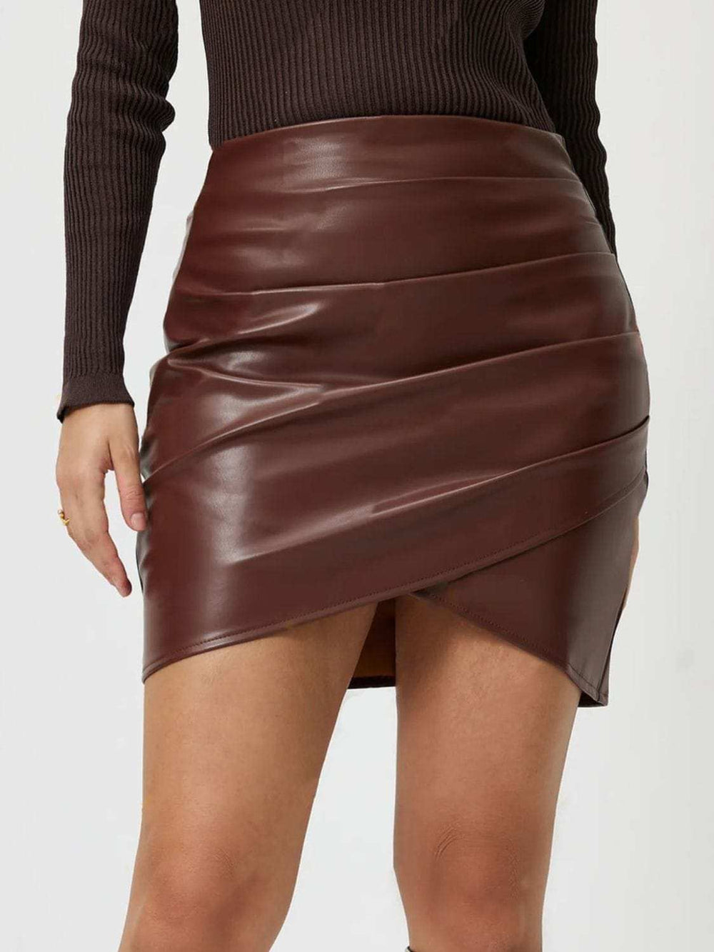 Ruched Asymmetrical Hem Skirt - Trendsi - Flyclothing LLC