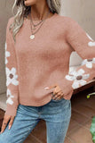Flower Round Neck Long Sleeve Sweater - Trendsi - Flyclothing LLC