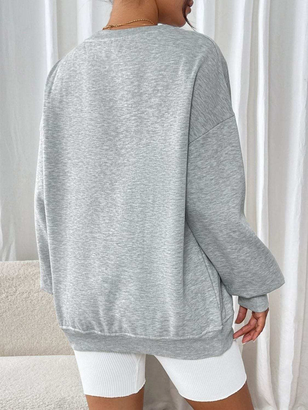 Perfee Round Neck Long Sleeve Sweatshirt - Trendsi - Flyclothing LLC