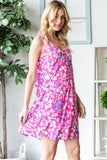 Heimish Full Size Floral V-Neck Tank Dress with Pockets - Trendsi