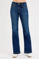 RISEN Full SIze Tummy Control Mid Rise Flare Jeans Plus SIze - Trendsi - Flyclothing LLC