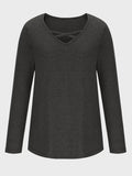 Crisscross V-Neck Long Sleeve T-Shirt - Trendsi