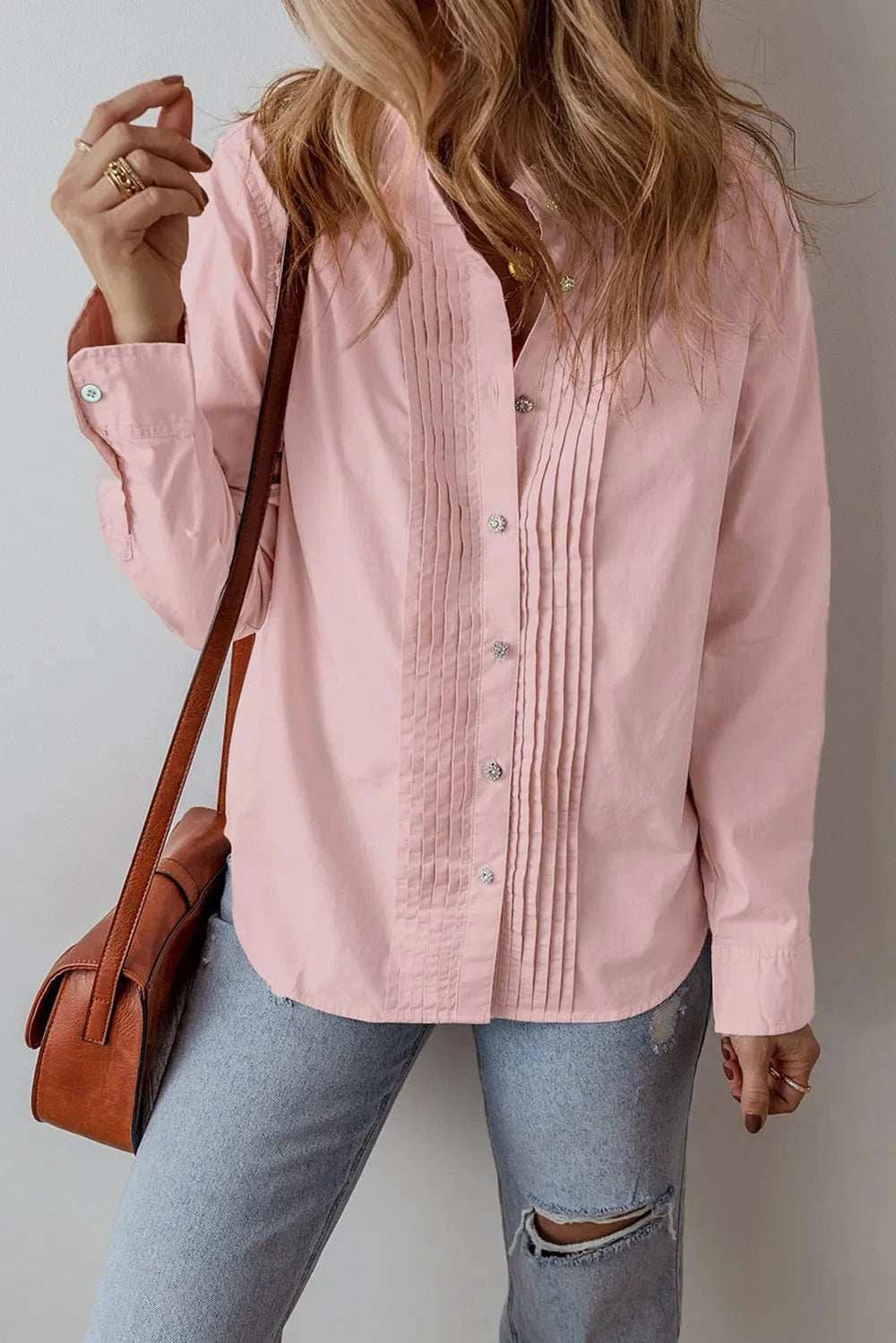 Button Up Long Sleeve Shirt - Trendsi - Flyclothing LLC
