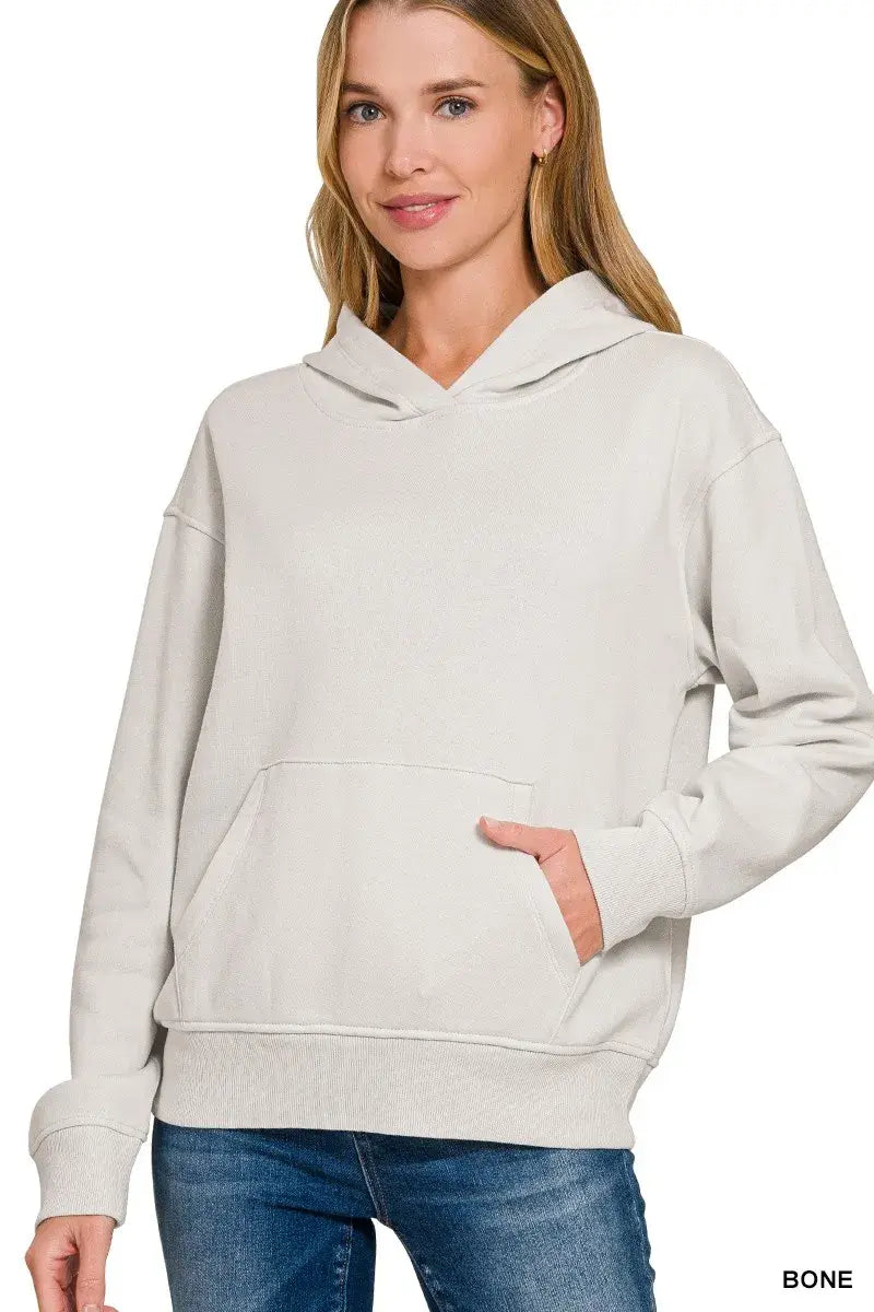 Zenana Fleece Kangaroo Pocket Hoodie - Trendsi - Flyclothing LLC