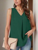 Full Size Ruched V-Neck Tank - Trendsi - Flyclothing LLC