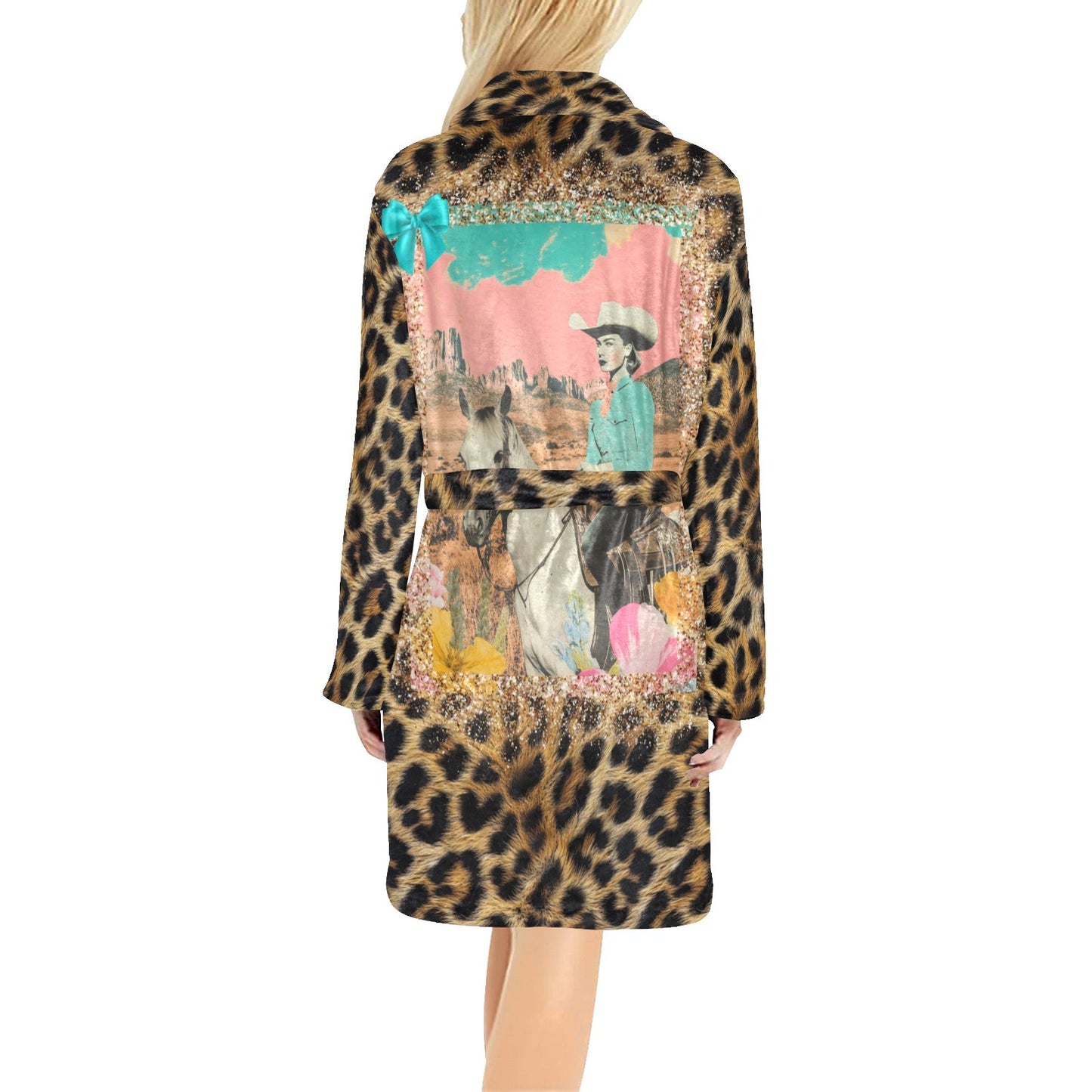 Baha Ranch Retro Pop Western Leopard Cowgirl Robe - Baha Ranch Western Wear - Flyclothing LLC