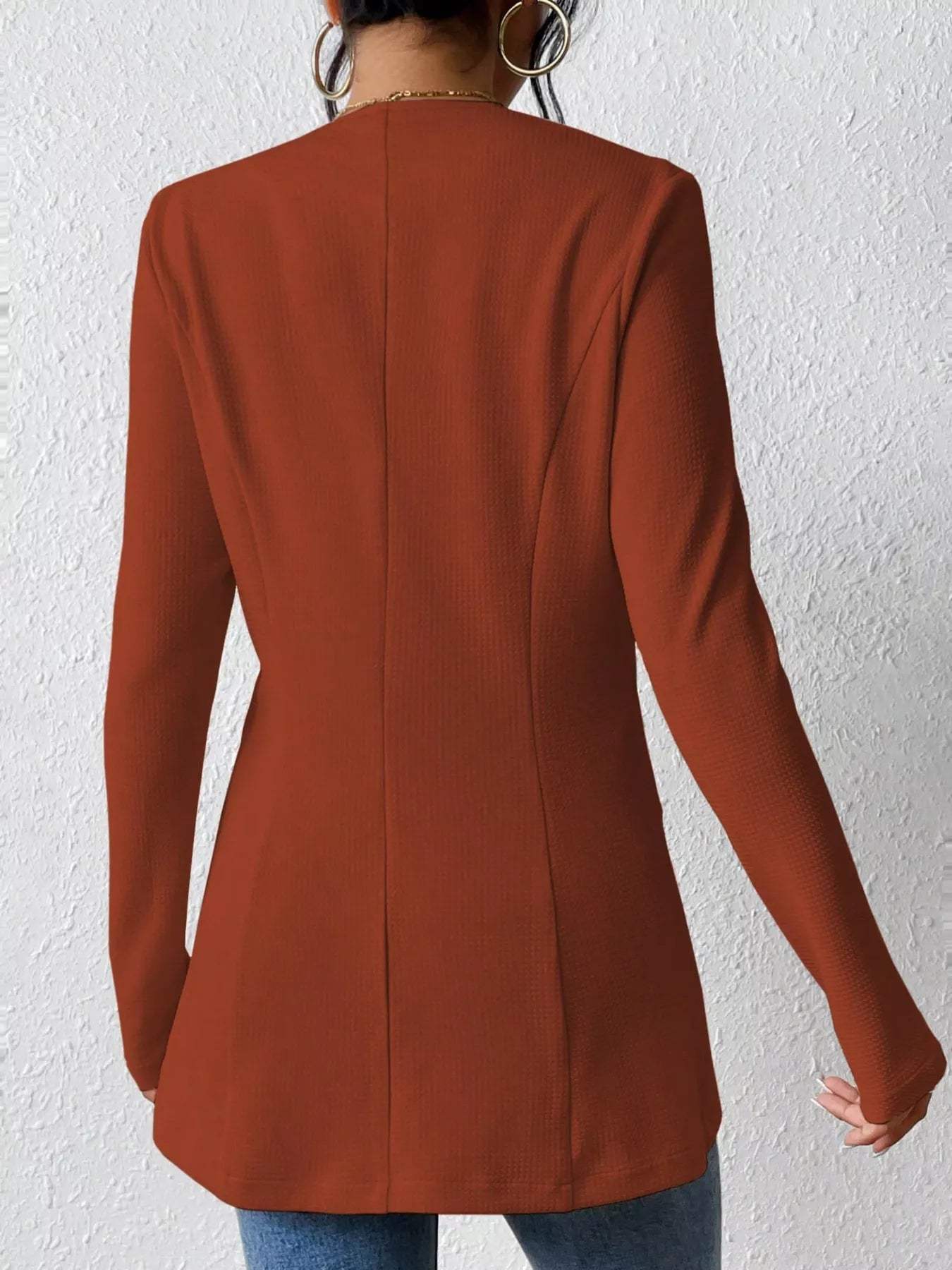 One Button Long Sleeve Blazer - Trendsi - Flyclothing LLC