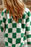 Checkered Snap Down Long Sleeve Jacket - Trendsi