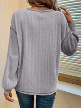 Mandy Contrast Stitching Round Neck Long Sleeve T-Shirt - Trendsi - Flyclothing LLC