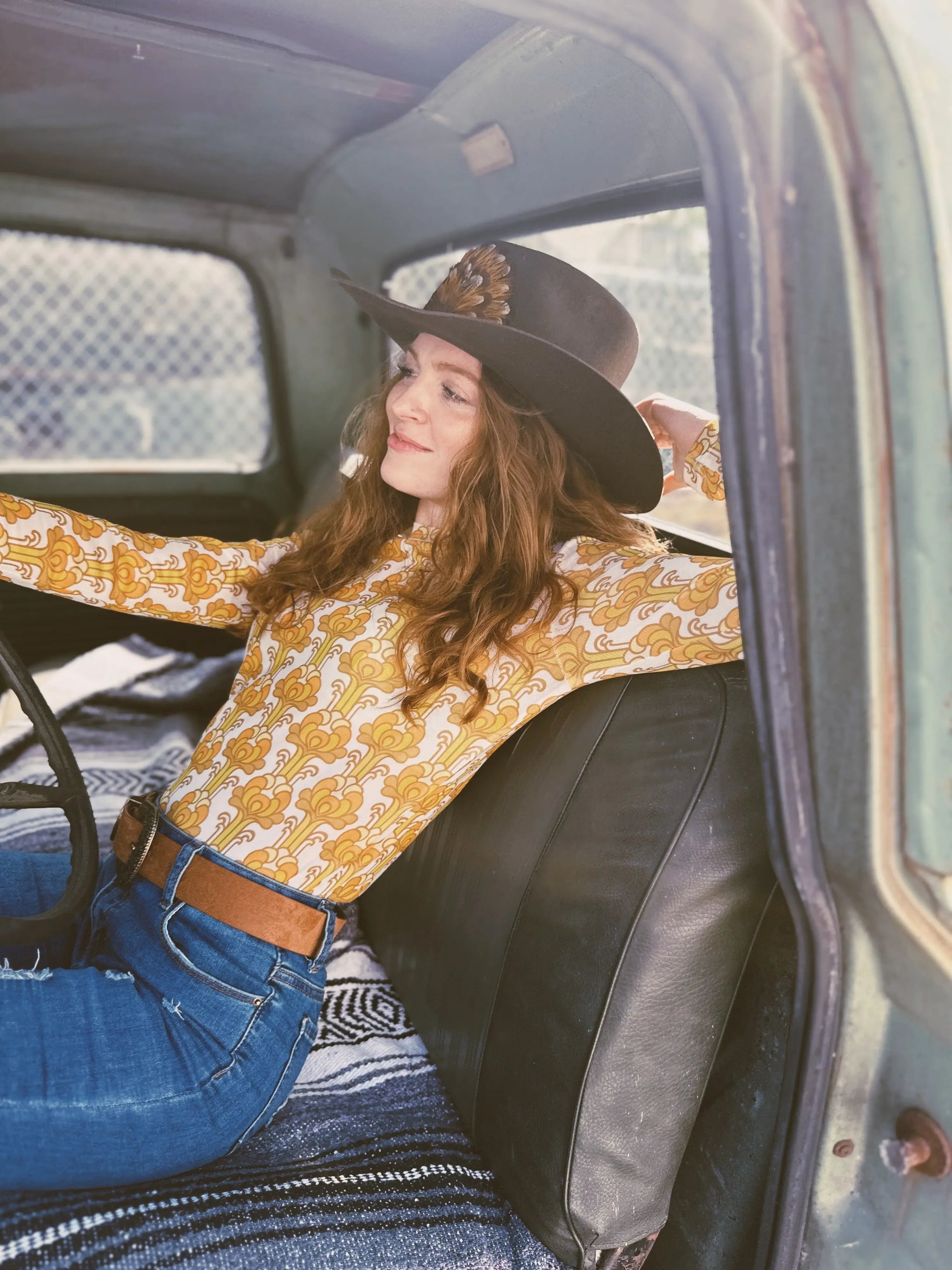 Streets of Gold Golden Yellow Tulip Flower MESH TOP - Lil Bee's Bohemian - Flyclothing LLC