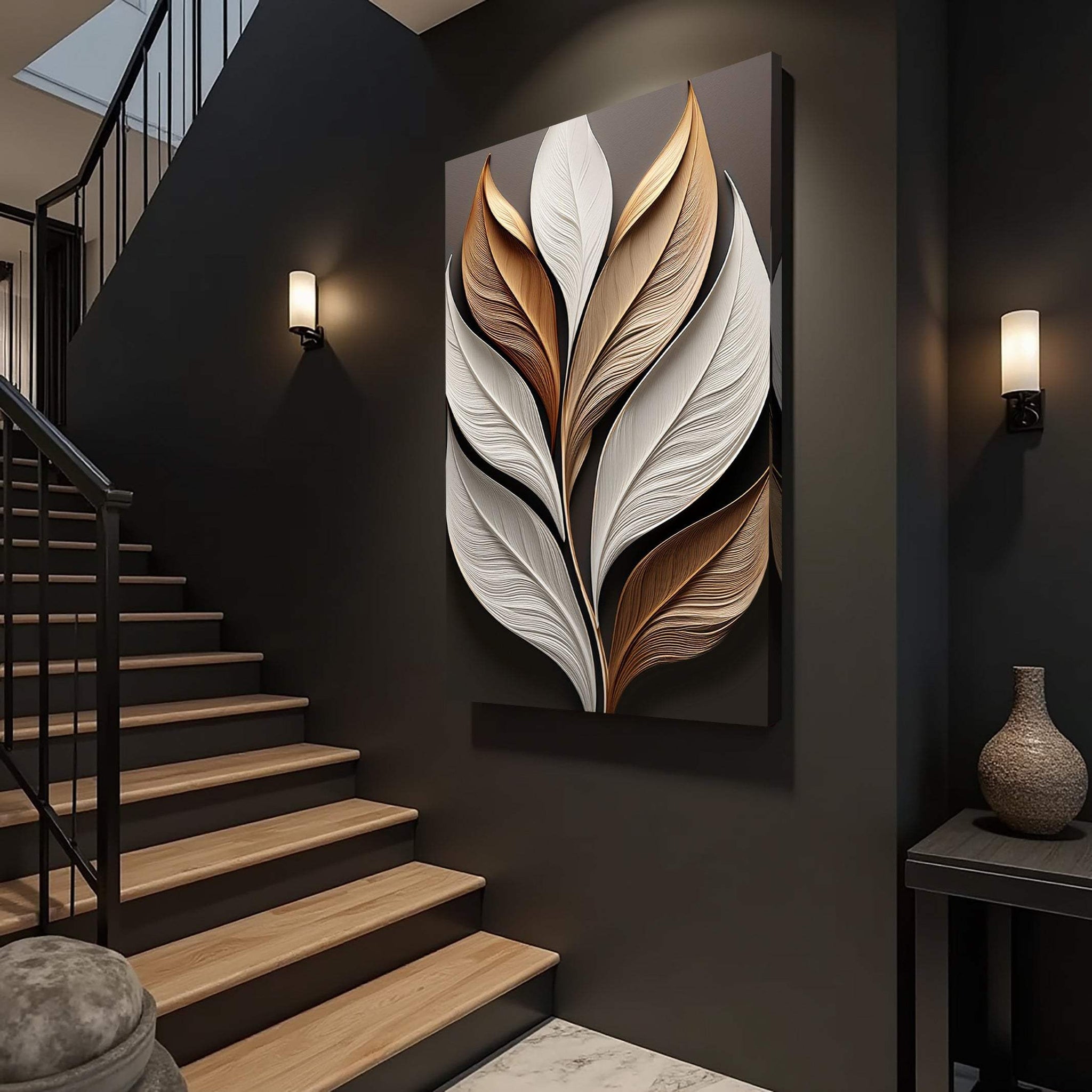 Elegant 3D Leaf Wall Art - Tailored Canvases - Flyclothing LLC