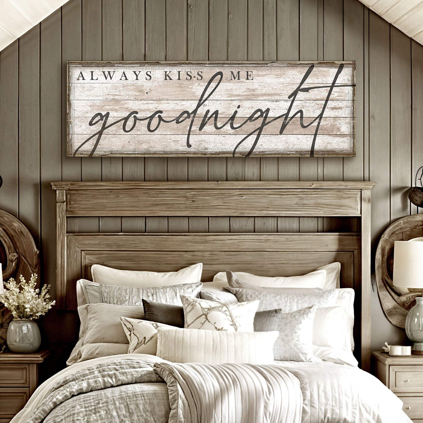 Always Kiss Me Goodnight Bedroom Sign II - Tailored Canvases - Flyclothing LLC