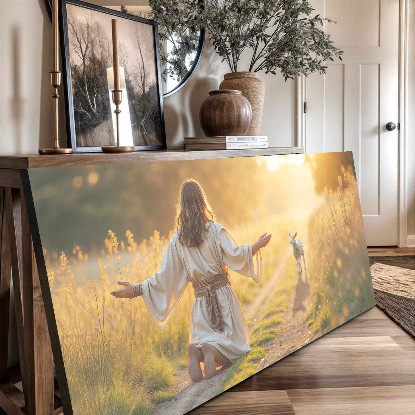Jesus Protects The Lamb From Wolves Faith Wall Art IX - Tailored Canvases - Flyclothing LLC
