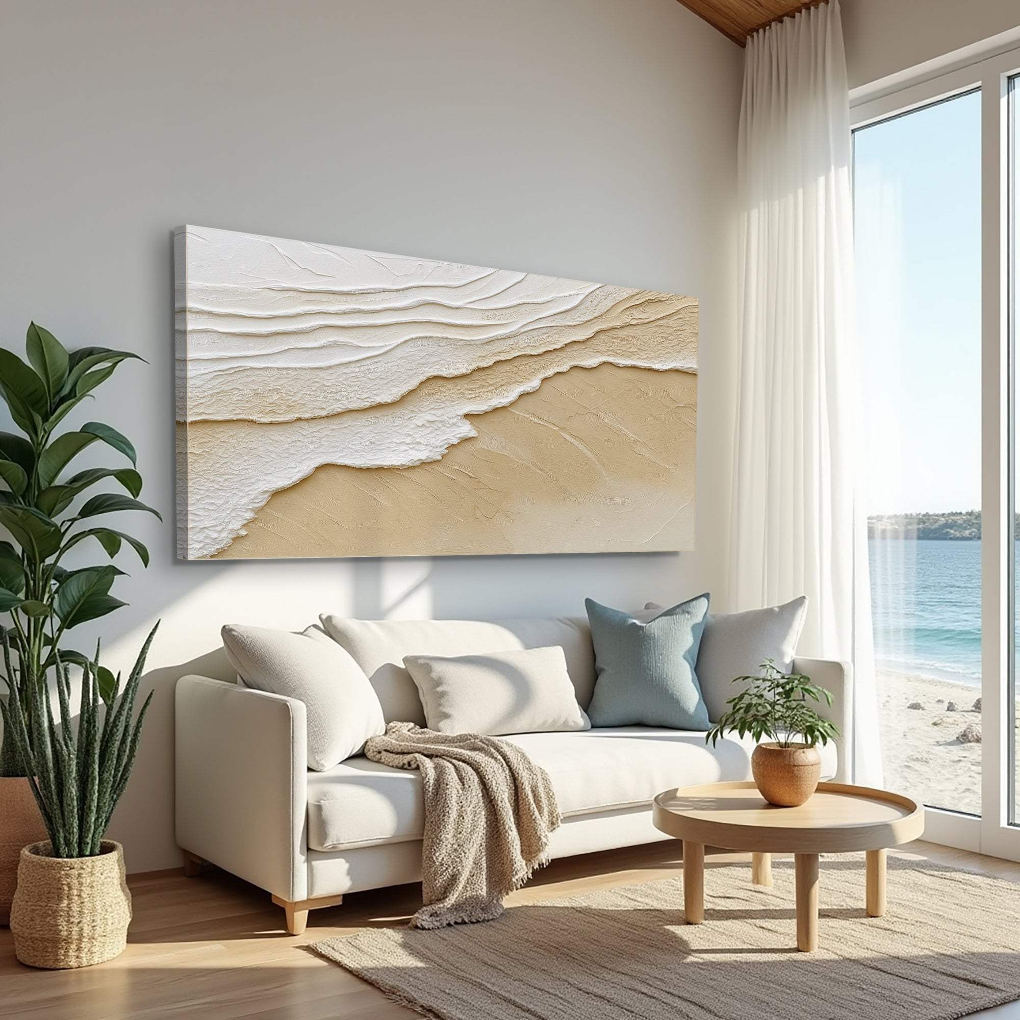 Neutral Ocean Waves Wall Art - Tailored Canvases - Flyclothing LLC