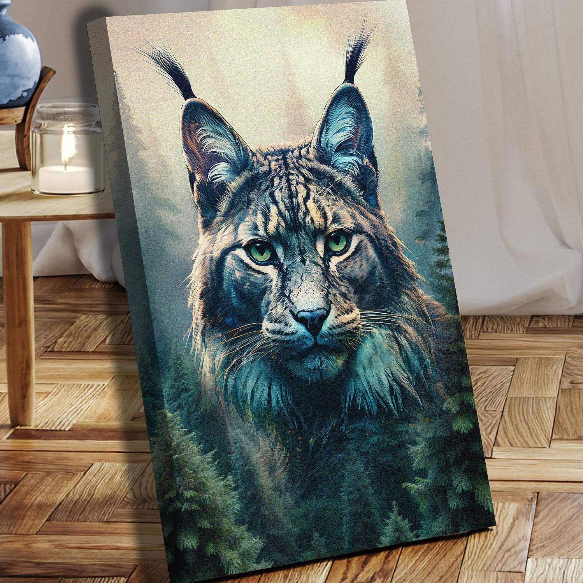 Lynx Double Exposure Wall Art - Tailored Canvases - Flyclothing LLC