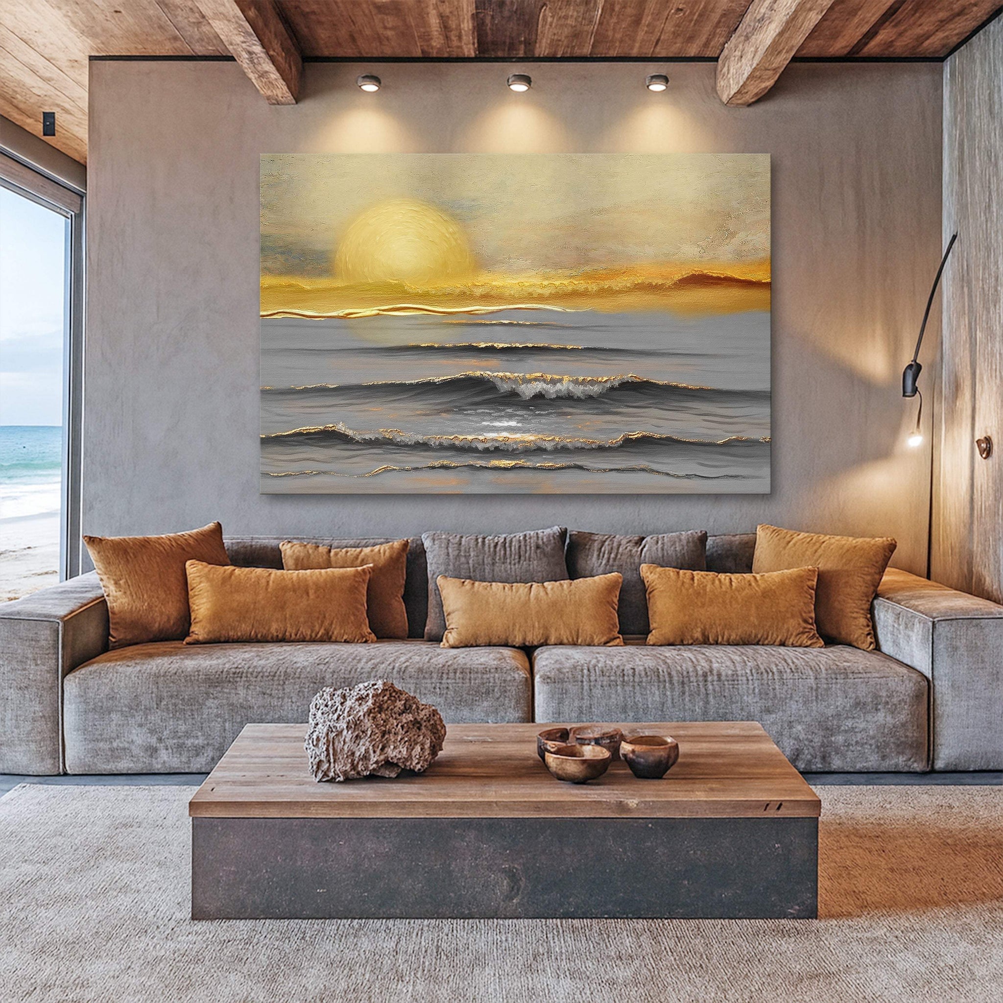 Golden Horizon Calm Wall Art - Tailored Canvases - Flyclothing LLC